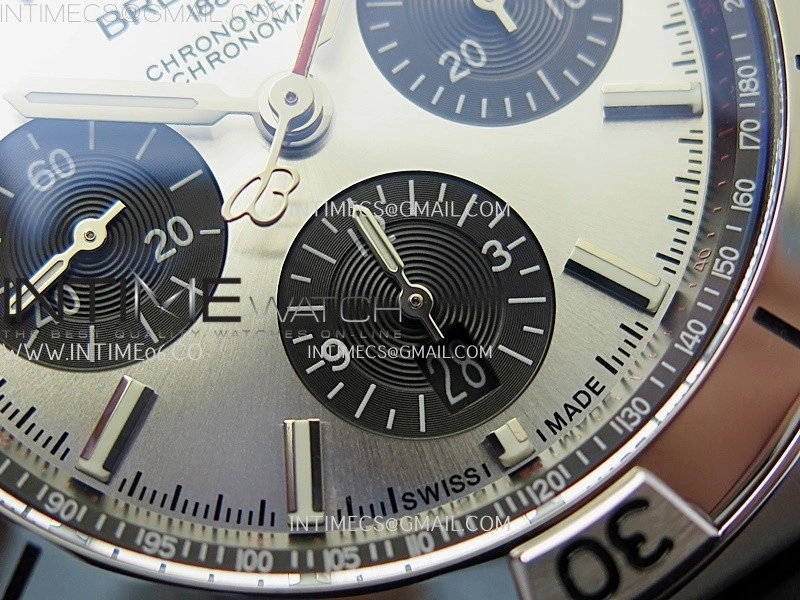 Chronomat B01 42mm SS TF 1:1 Best Edition Silver Dial on Black Rubber Strap A7750