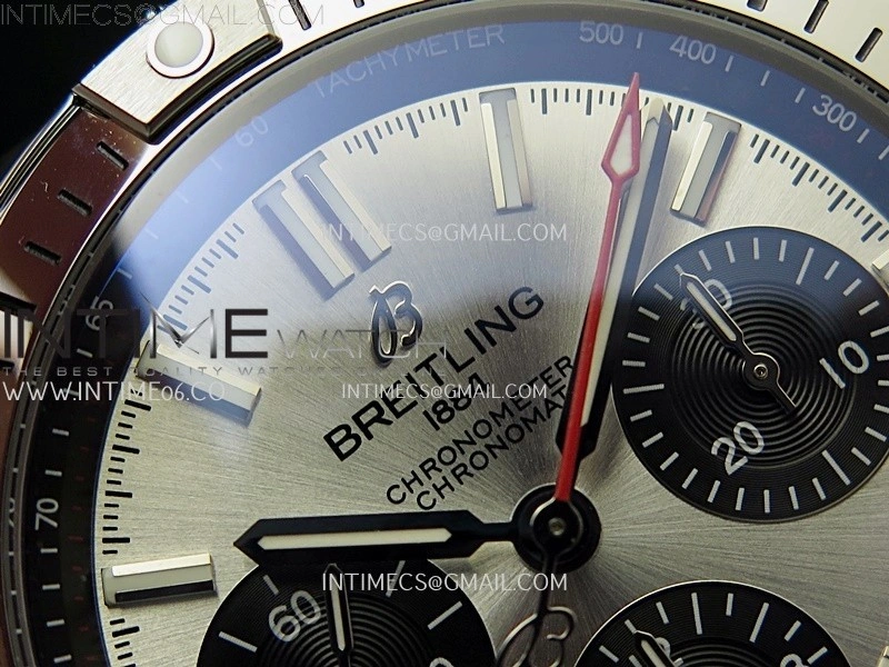 Chronomat B01 42mm SS TF 1:1 Best Edition Silver Dial on Black Rubber Strap A7750