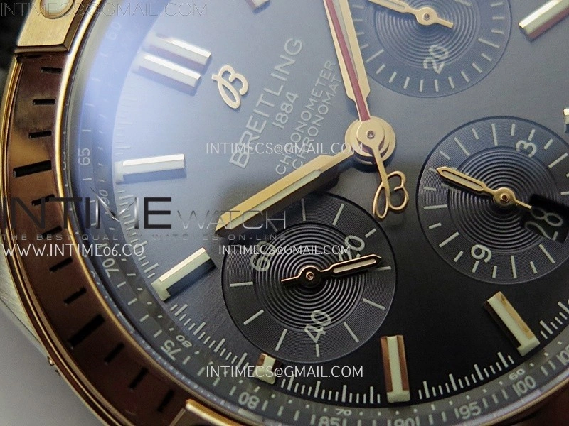 Chronomat B01 42mm SS RG TF 1:1 Best Edition Blue Dial on Black Rubber Strap A7750