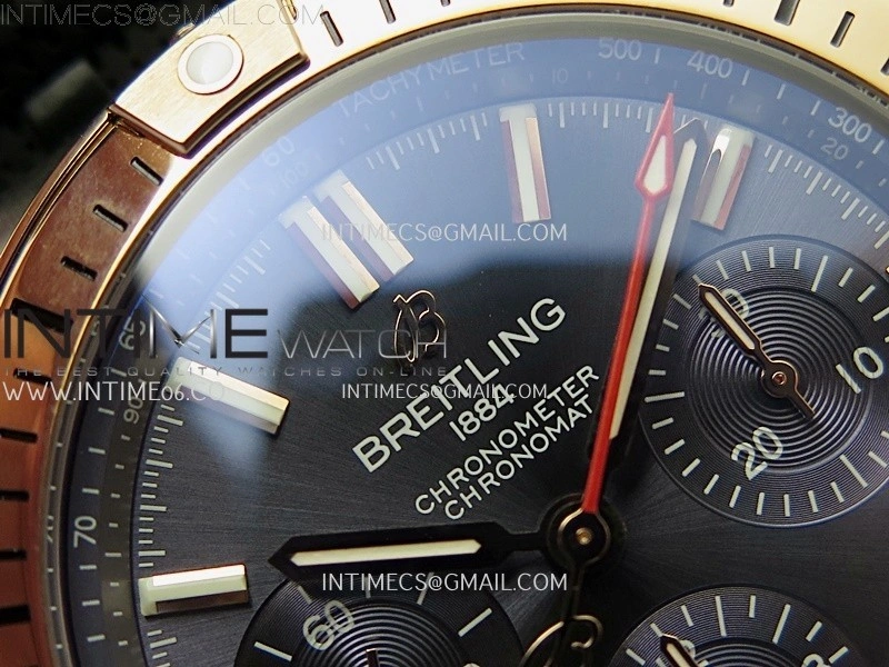 Chronomat B01 42mm SS RG TF 1:1 Best Edition Blue Dial on Black Rubber Strap A7750