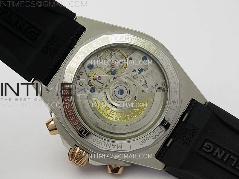Chronomat B01 42mm SS RG TF 1:1 Best Edition Blue Dial on Black Rubber Strap A7750