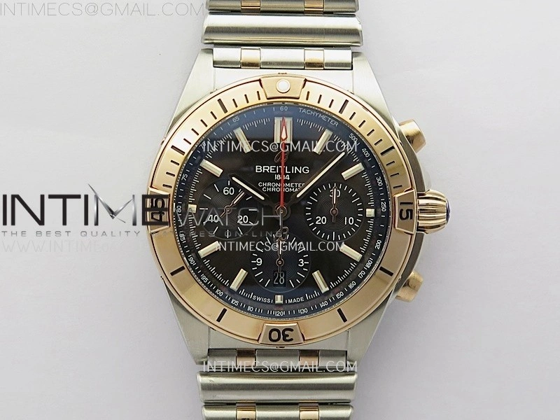 Chronomat B01 42mm SS RG TF 1:1 Best Edition Brown Dial on SS Bracelet A7750