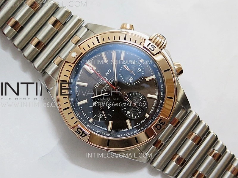 Chronomat B01 42mm SS RG TF 1:1 Best Edition Brown Dial on SS Bracelet A7750