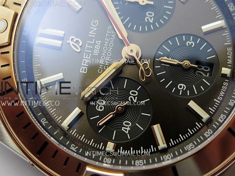 Chronomat B01 42mm SS RG TF 1:1 Best Edition Brown Dial on SS Bracelet A7750