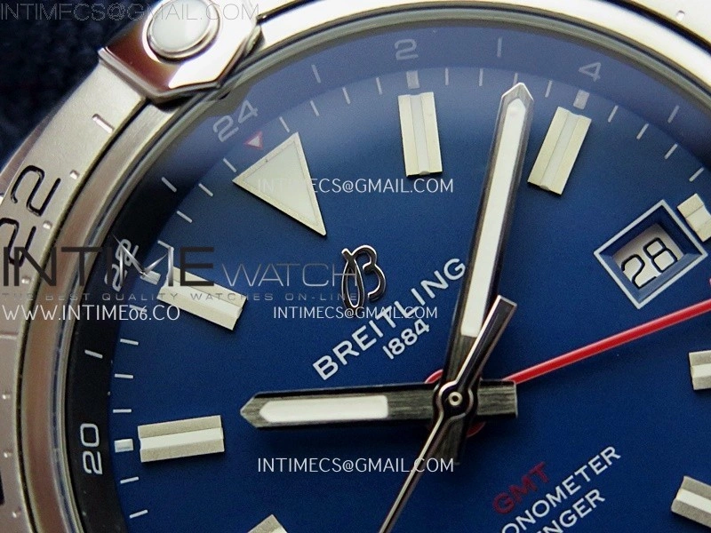 Avenger Chronometer 42mm GMT SS BLSF 1:1 Best Version Blue Dial On Blue Nylon Strap A2836