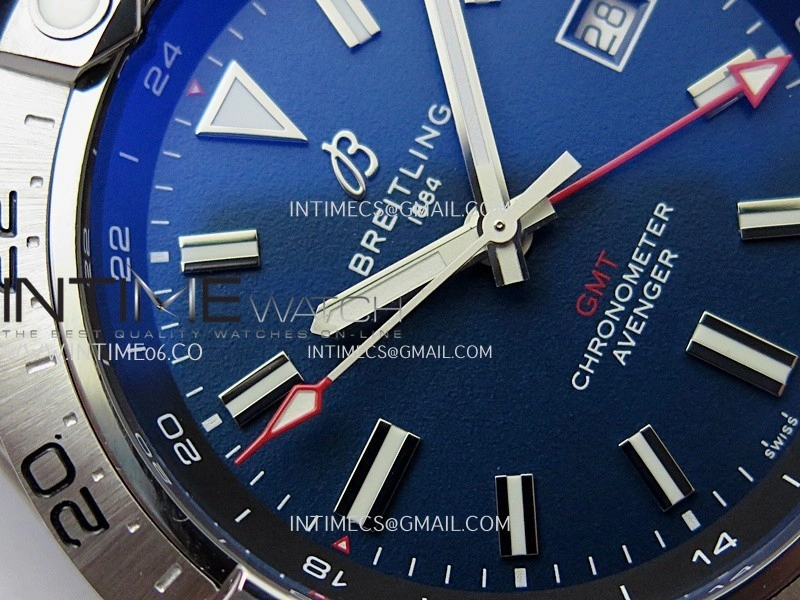 Avenger Chronometer 45mm GMT SS B50F 1:1 Best Edition Blue Dial On Blue Nylon Strap A2824