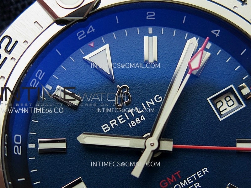 Avenger Chronometer 45mm GMT SS B50F 1:1 Best Edition Blue Dial On Blue Nylon Strap A2824