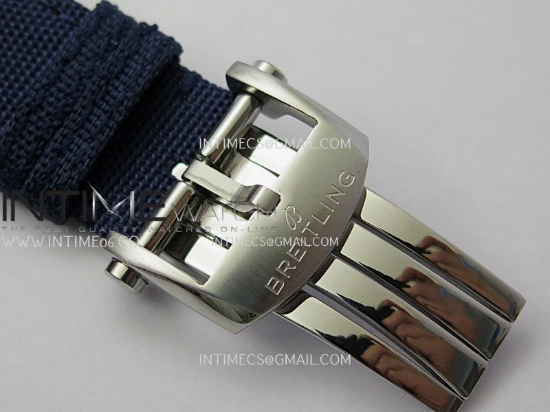 Avenger Chronometer 45mm GMT SS B50F 1:1 Best Edition Blue Dial On Blue Nylon Strap A2824