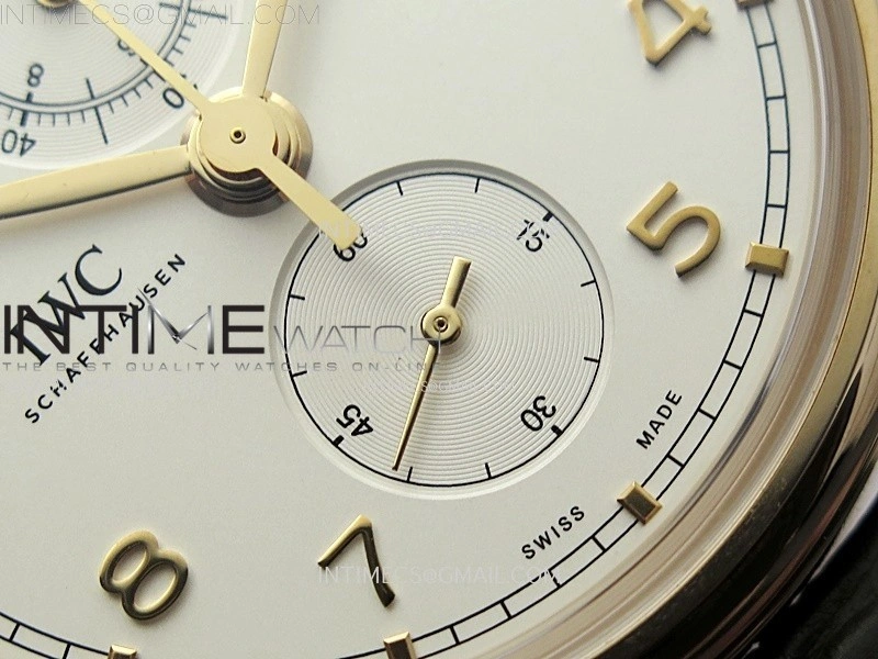 Portugieser Chrono Classic 42 IW3904 RG AZF 1:1 Best Edition White dial on Brown Leather Strap A7750