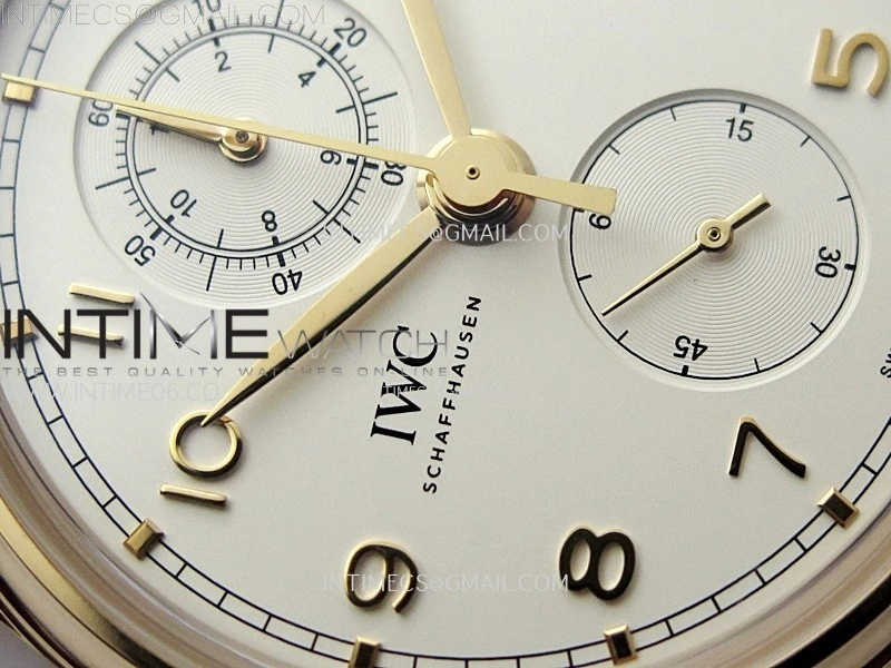 Portugieser Chrono Classic 42 IW3904 RG AZF 1:1 Best Edition White dial on Brown Leather Strap A7750