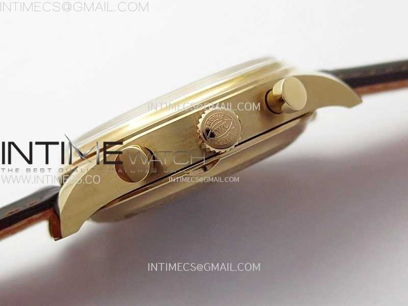 Portugieser Chrono Classic 42 IW3904 RG AZF 1:1 Best Edition White dial on Brown Leather Strap A7750