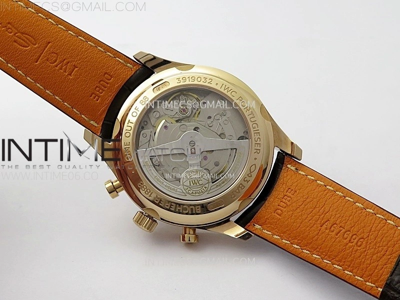 Portugieser Chrono Classic 42 IW3904 RG AZF 1:1 Best Edition White dial on Brown Leather Strap A7750