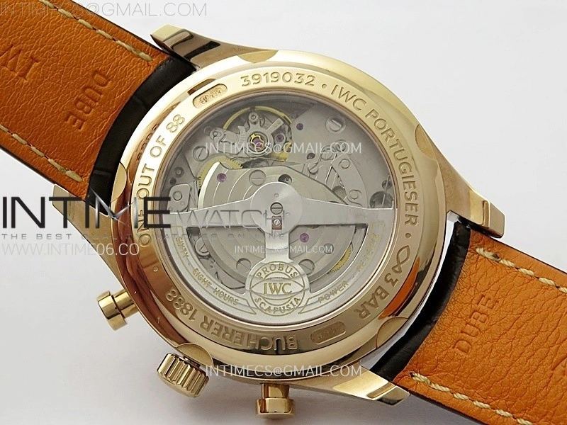 Portugieser Chrono Classic 42 IW3904 RG AZF 1:1 Best Edition White dial on Brown Leather Strap A7750