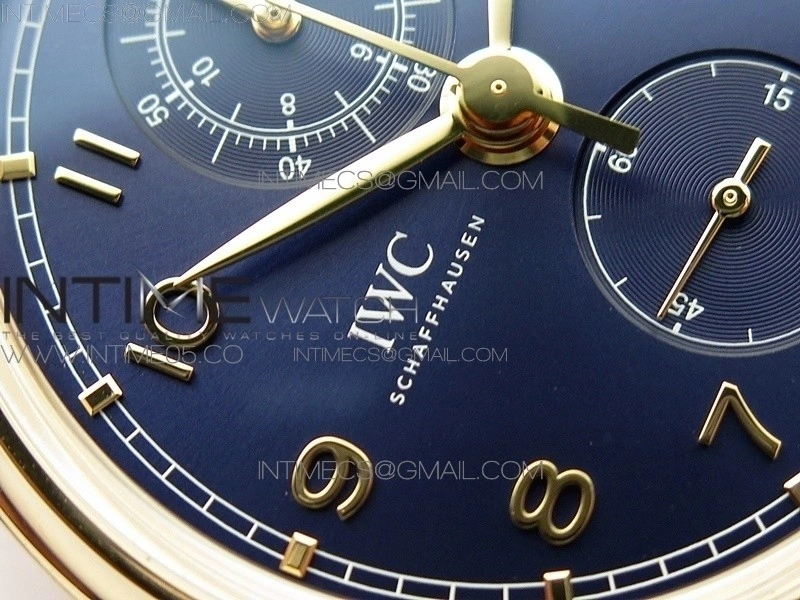 Portugieser Chrono Classic 42 IW390406 RG ZF 1:1 Best Edition Blue dial on Brown Leather Strap A7750