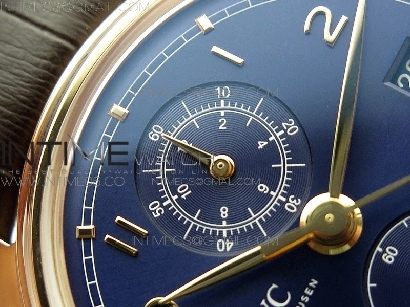 Portugieser Chrono Classic 42 IW390406 RG ZF 1:1 Best Edition Blue dial on Brown Leather Strap A7750