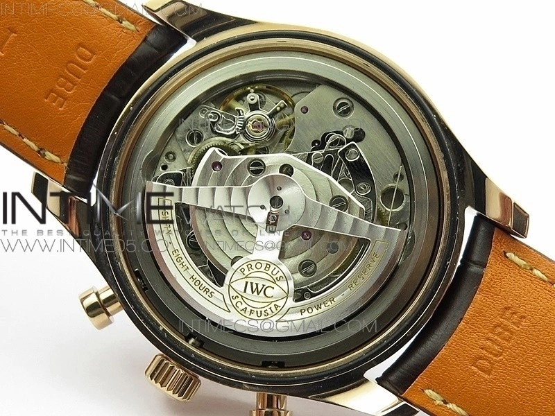 Portugieser Chrono Classic 42 IW390406 RG ZF 1:1 Best Edition Blue dial on Brown Leather Strap A7750