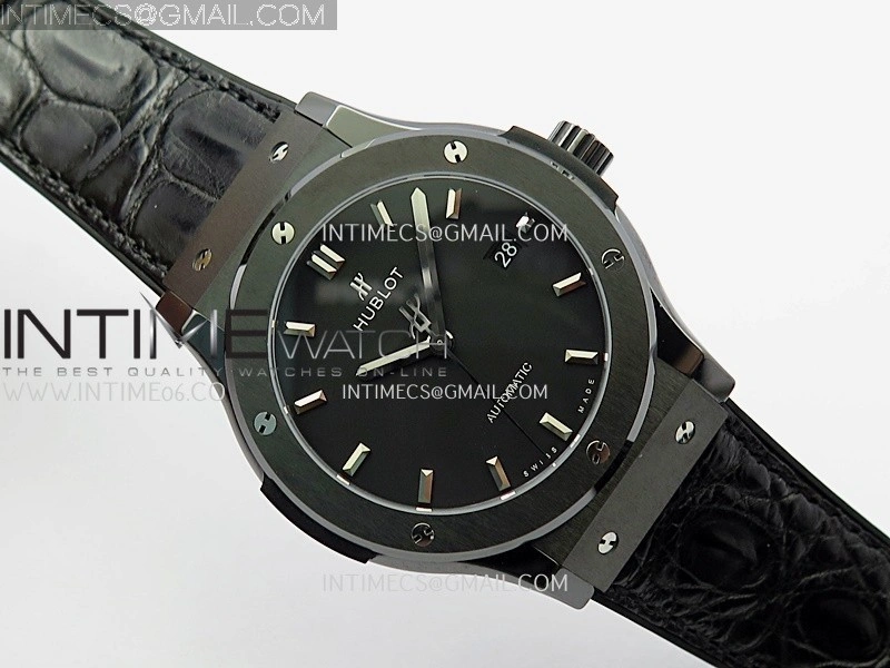 Classic Fusion 42mm Ceramic JJZF 1:1 Best Edition Black Dial On Black Gummy Strap