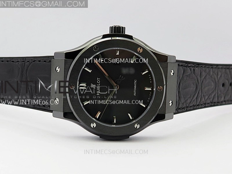 Classic Fusion 42mm Ceramic JJZF 1:1 Best Edition Black Dial On Black Gummy Strap
