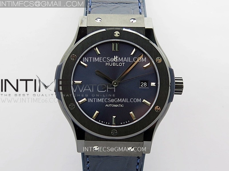 Classic Fusion 42mm Ceramic JJZF 1:1 Best Edition Blue Dial On Blue Gummy Strap