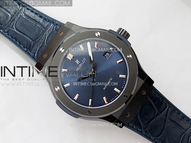 Classic Fusion 42mm Ceramic JJZF 1:1 Best Edition Blue Dial On Blue Gummy Strap