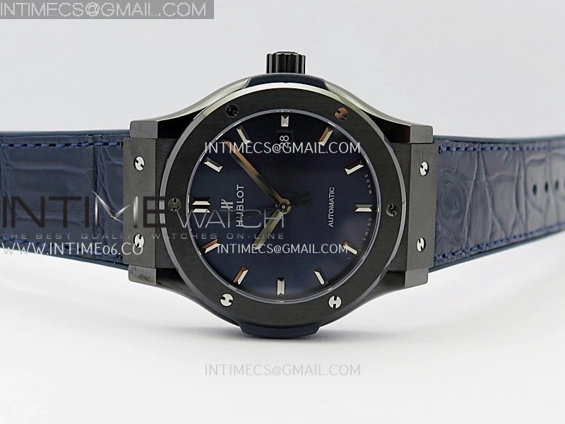 Classic Fusion 42mm Ceramic JJZF 1:1 Best Edition Blue Dial On Blue Gummy Strap
