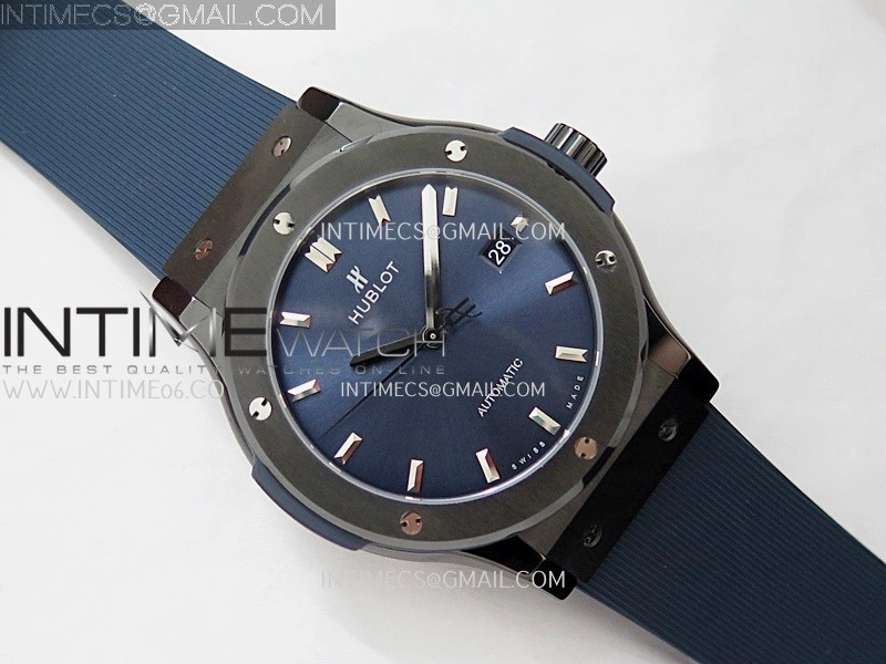 Classic Fusion 42mm Ceramic JJZF 1:1 Best Edition Blue Dial On Blue Rubber Strap