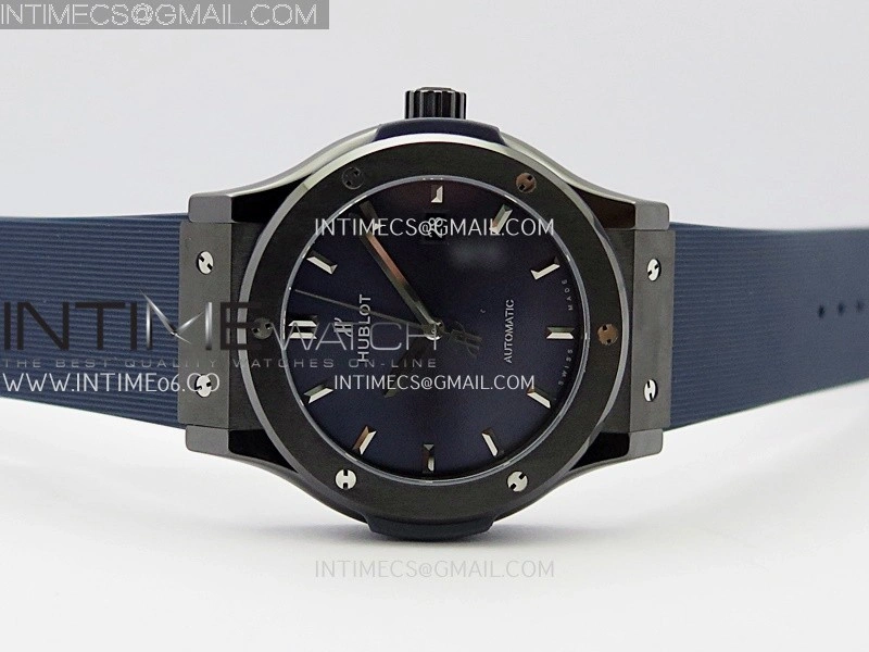 Classic Fusion 42mm Ceramic JJZF 1:1 Best Edition Blue Dial On Blue Rubber Strap