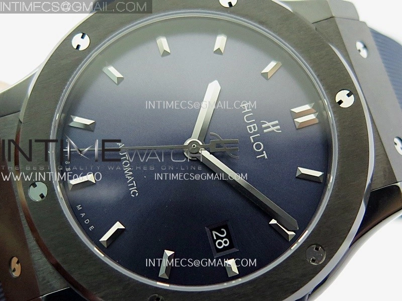 Classic Fusion 42mm Ceramic JJZF 1:1 Best Edition Blue Dial On Blue Rubber Strap