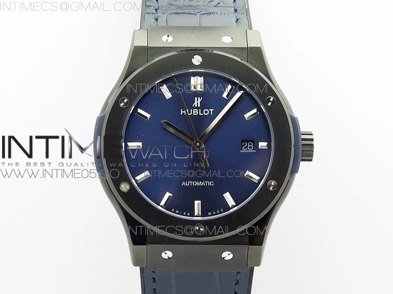 Classic Fusion 42mm DLC B50F Blue Dial On Blue Gummy Strap A2892