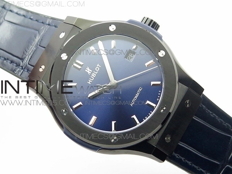 Classic Fusion 42mm DLC B50F Blue Dial On Blue Gummy Strap A2892