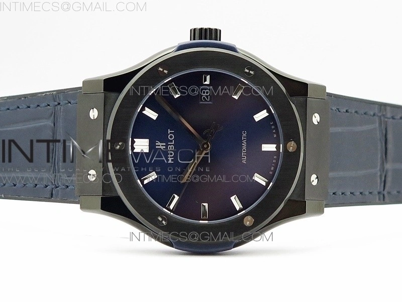 Classic Fusion 42mm DLC B50F Blue Dial On Blue Gummy Strap A2892