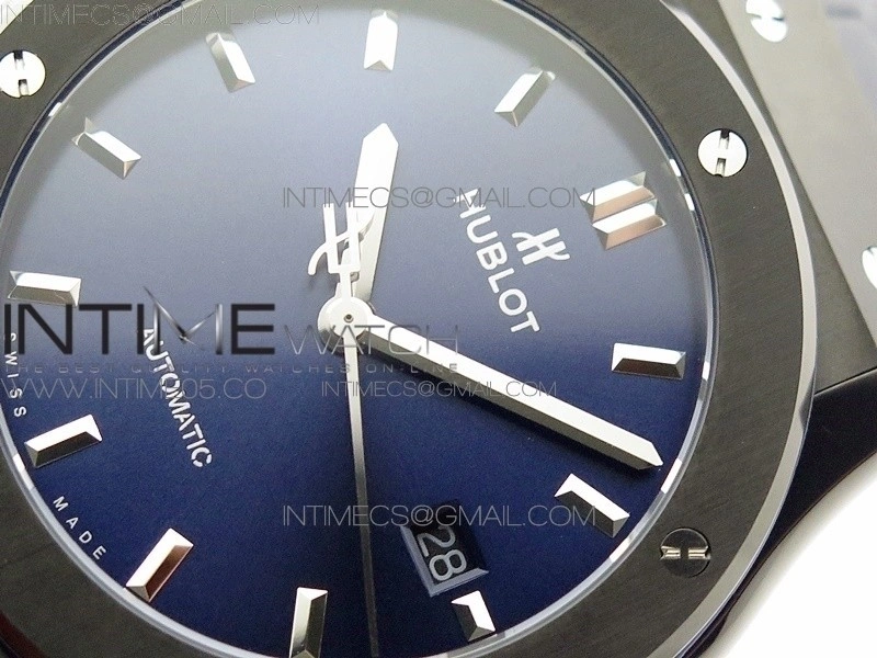 Classic Fusion 42mm DLC B50F Blue Dial On Blue Gummy Strap A2892