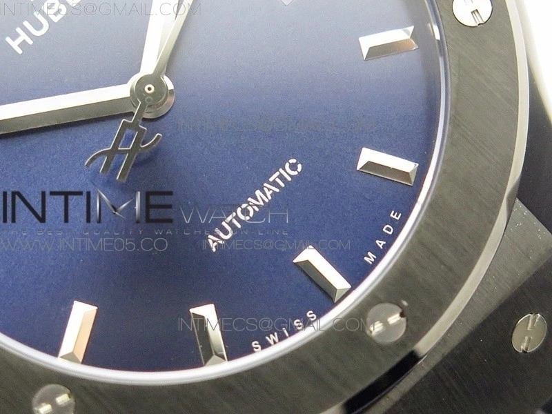 Classic Fusion 42mm DLC B50F Blue Dial On Blue Gummy Strap A2892