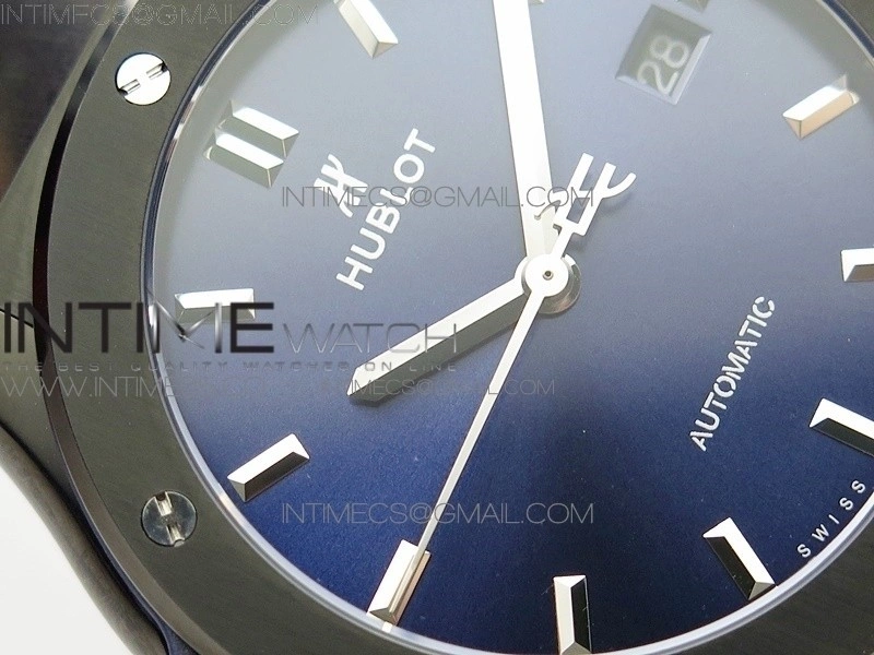 Classic Fusion 42mm DLC B50F Blue Dial On Blue Gummy Strap A2892