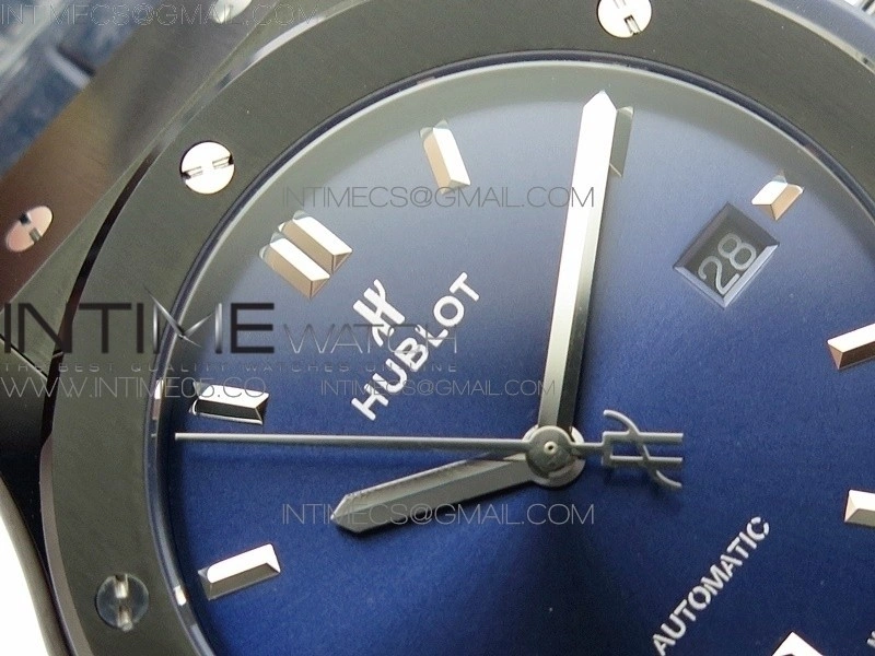 Classic Fusion 42mm DLC B50F Blue Dial On Blue Gummy Strap A2892