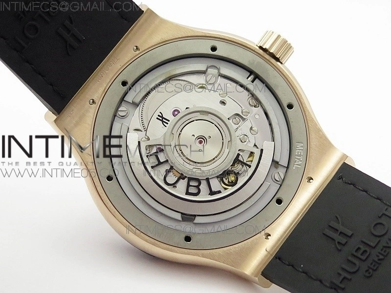 Classic Fusion 42mm RG B50F Black Dial On Black Gummy Strap A2892