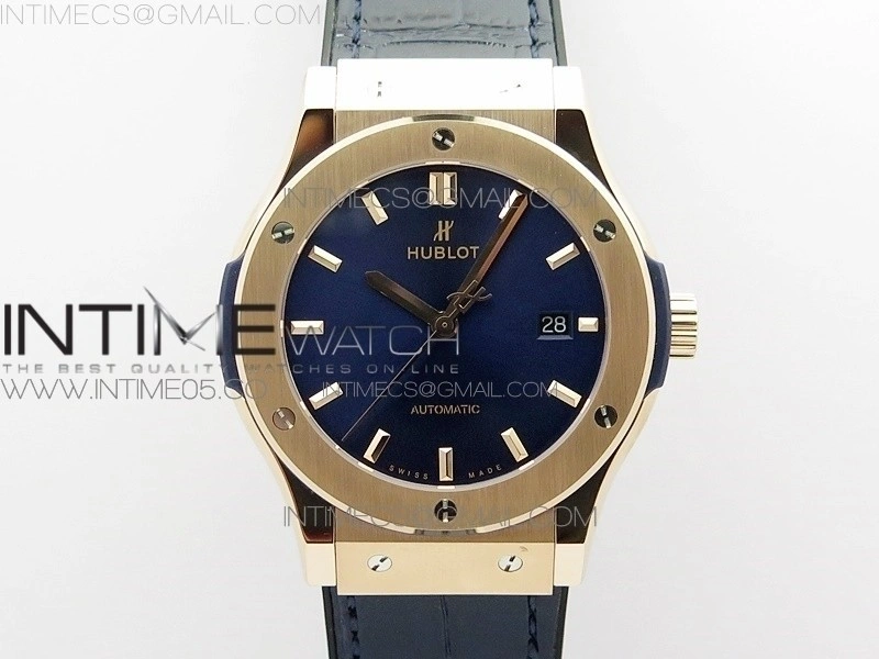 Classic Fusion 42mm RG B50F Blue Dial On Blue Gummy Strap A2892