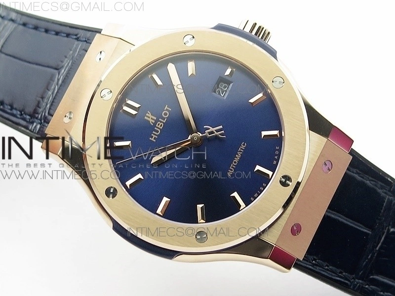 Classic Fusion 42mm RG B50F Blue Dial On Blue Gummy Strap A2892