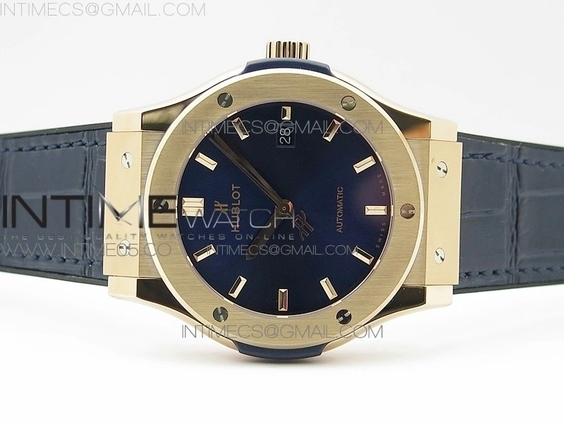 Classic Fusion 42mm RG B50F Blue Dial On Blue Gummy Strap A2892