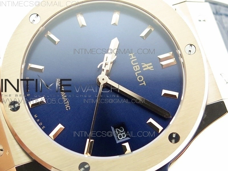 Classic Fusion 42mm RG B50F Blue Dial On Blue Gummy Strap A2892