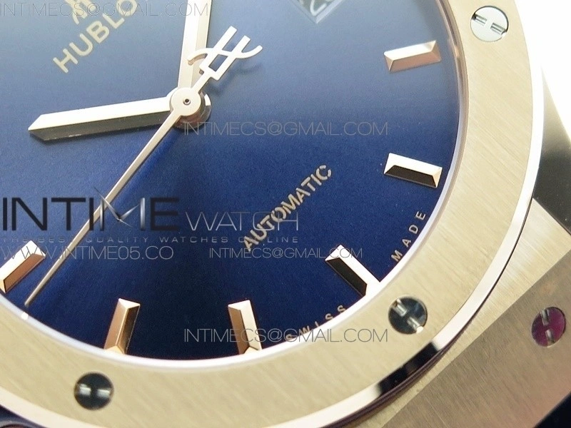Classic Fusion 42mm RG B50F Blue Dial On Blue Gummy Strap A2892