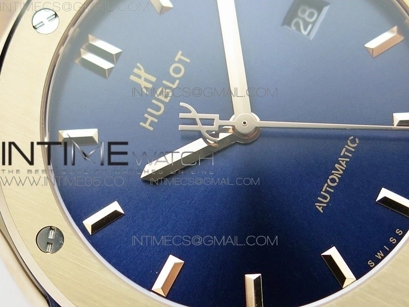 Classic Fusion 42mm RG B50F Blue Dial On Blue Gummy Strap A2892