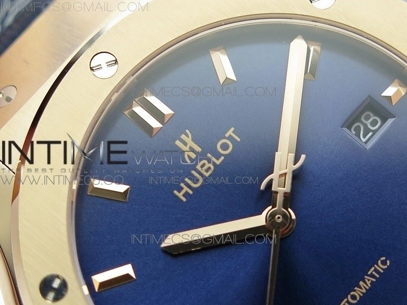 Classic Fusion 42mm RG B50F Blue Dial On Blue Gummy Strap A2892