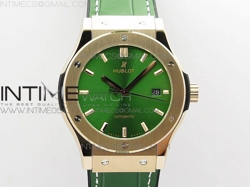 Classic Fusion 42mm RG B50F Green Dial On Green Gummy Strap A2892