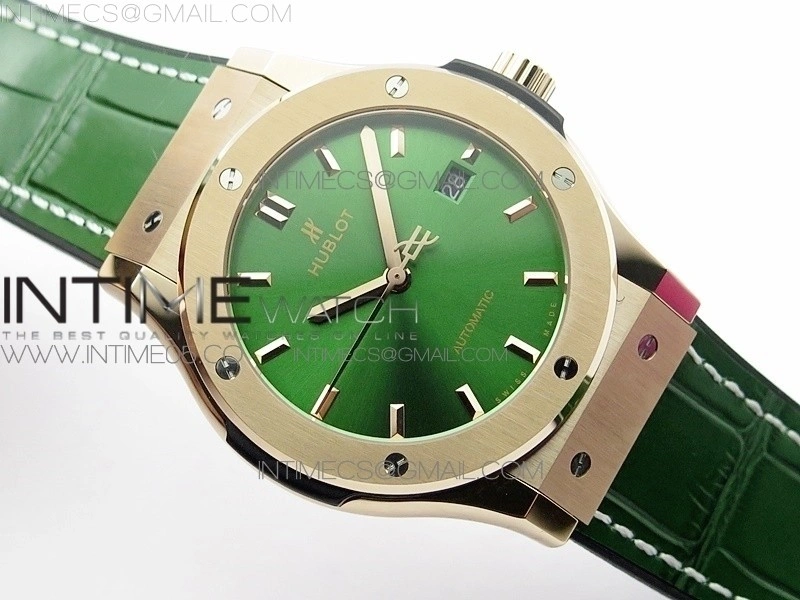 Classic Fusion 42mm RG B50F Green Dial On Green Gummy Strap A2892