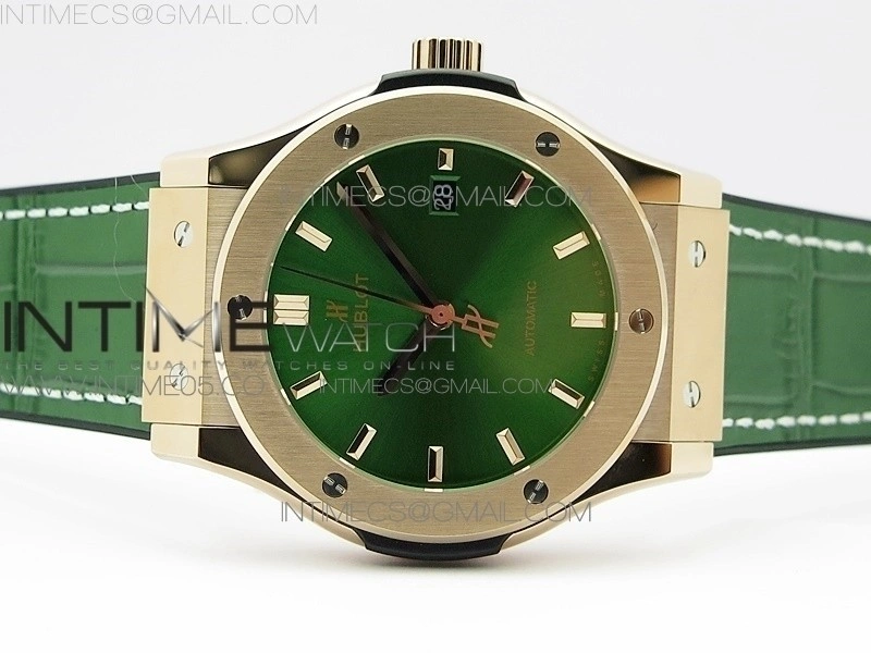 Classic Fusion 42mm RG B50F Green Dial On Green Gummy Strap A2892