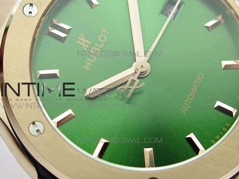 Classic Fusion 42mm RG B50F Green Dial On Green Gummy Strap A2892