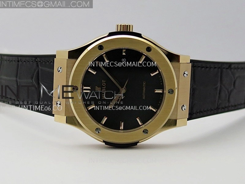 Classic Fusion 42mm RG JJZF 1:1 Best Edition Black Dial On Black Gummy Strap