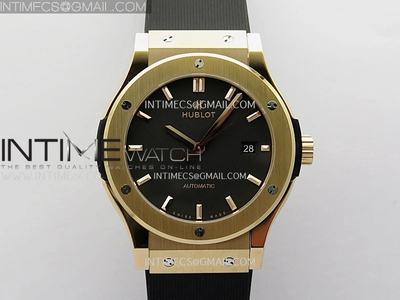 Classic Fusion 42mm RG JJZF 1:1 Best Edition Black Dial On Black Rubber Strap