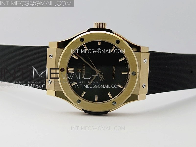Classic Fusion 42mm RG JJZF 1:1 Best Edition Black Dial On Black Rubber Strap